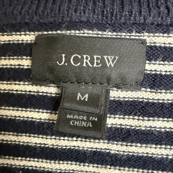 J Crew Pullover Cotton Sweater Men's M Striped Coastal Preppy Fishingcore L/S - Picture 2 of 9